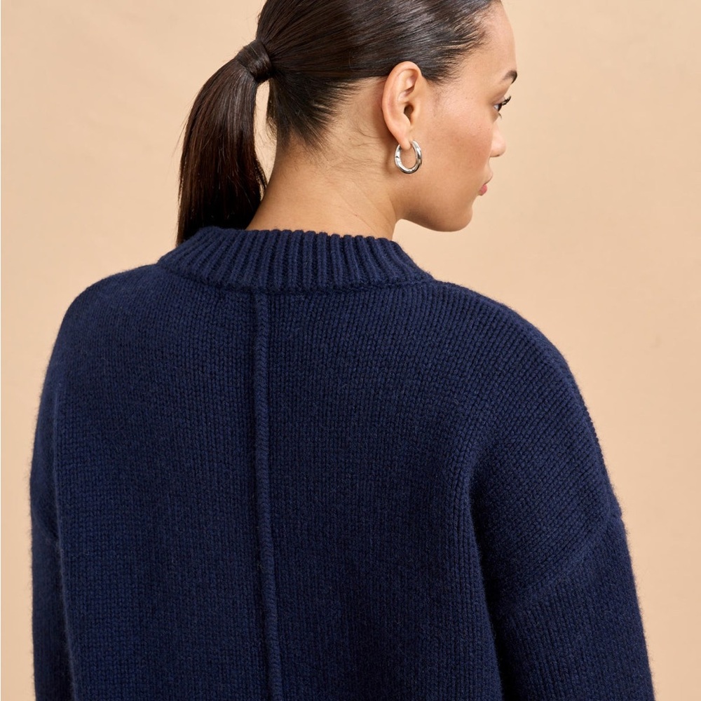 La Ligne Solid Marin Women's Navy Crew Neck Sweater - Picture 2 of 7